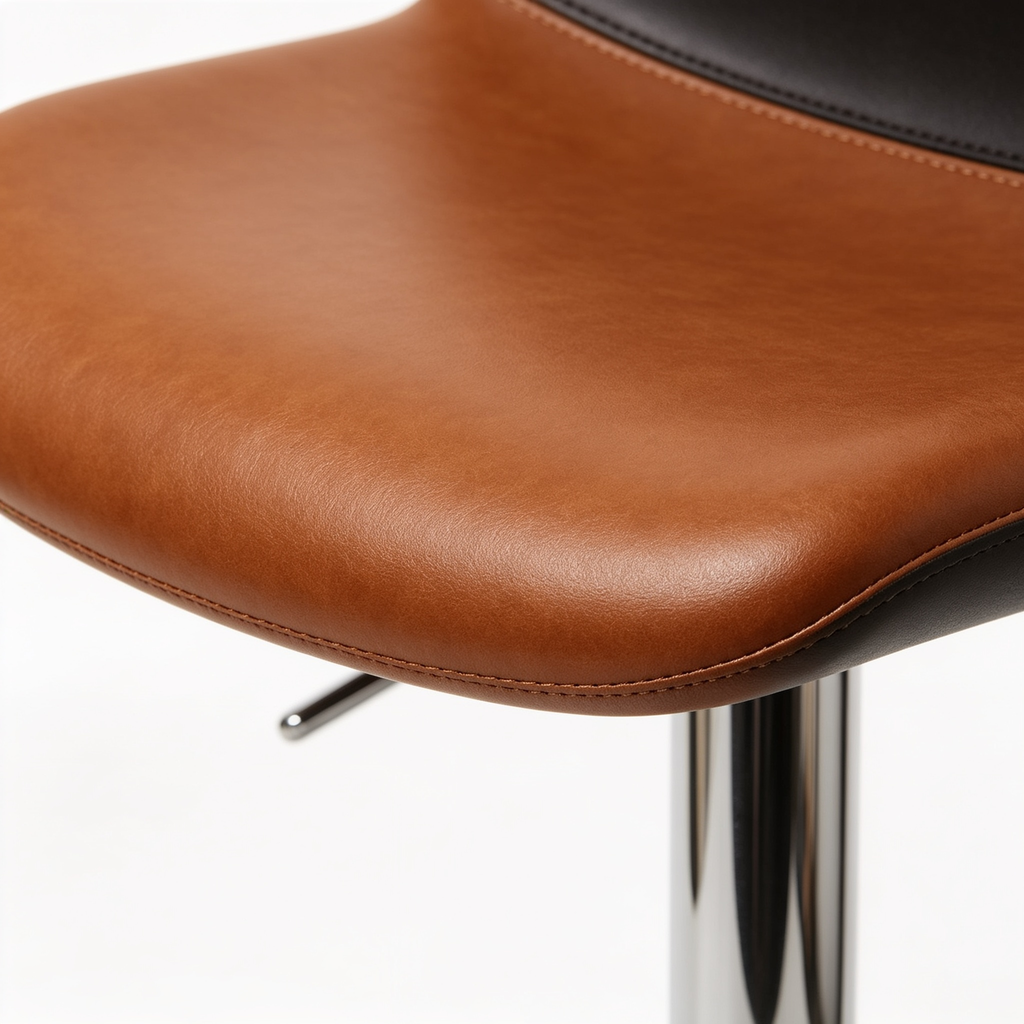 sofatableas.com Bar Chairs, Set of 2 Counter Height Saddle Stools with Curved Surface, 24.8 Inches, 2.4" Thick Upholstery, for Kitchen and Dining Room, Brown and Black BC10BY01