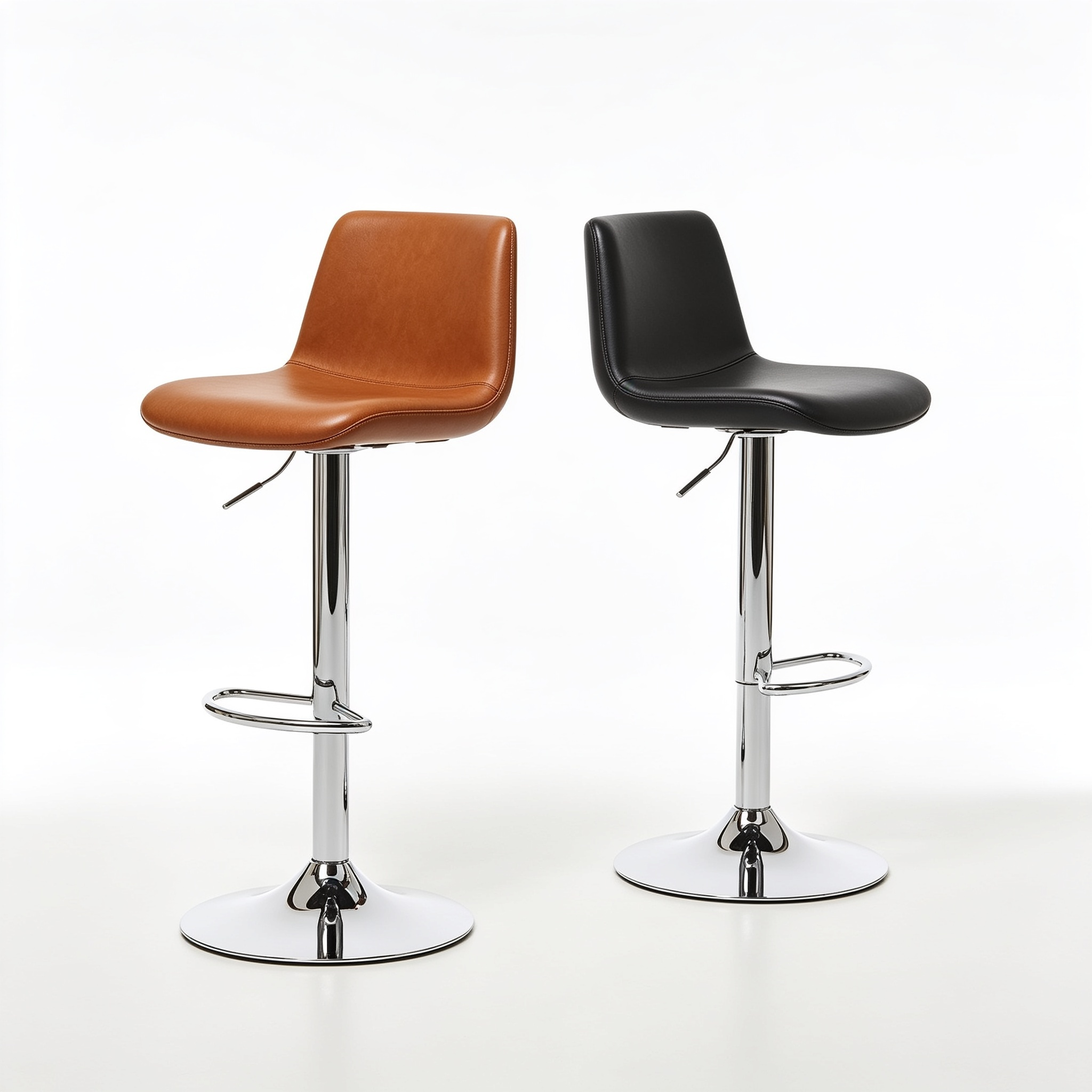 sofatableas.com Bar Chairs, Set of 2 Counter Height Saddle Stools with Curved Surface, 24.8 Inches, 2.4" Thick Upholstery, for Kitchen and Dining Room, Brown and Black BC10BY01